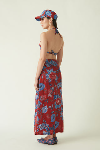 Payal Pratap-Ambon Red Printed Skirt-INDIASPOPUP.COM