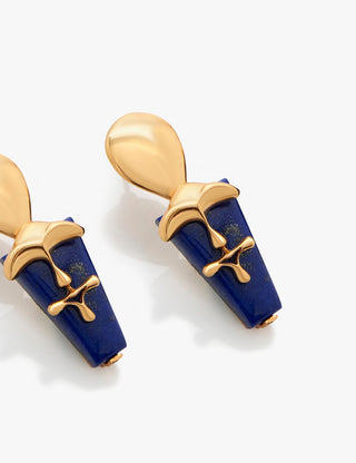 Gold lazuli sculpt earrings