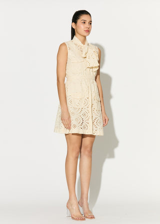 Off-white cotton embroidery dress