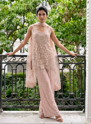 Rosalind peach kurta and sharara set