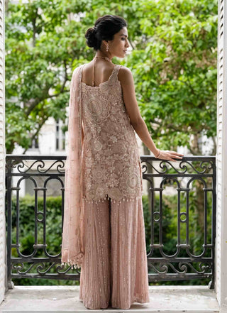 Rosalind peach kurta and sharara set