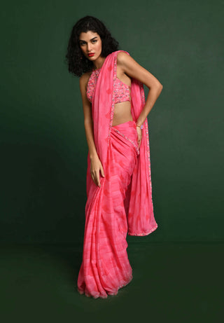 Chamee And Palak-Pink Lara Pleated Sari And Blouse-INDIASPOPUP.COM
