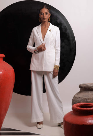 Ethereal Ivory Blazer And Pants by Nautanky, available on Indiaspopup.com