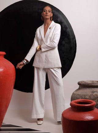 Ethereal Ivory Blazer And Pants by Nautanky, available on Indiaspopup.com