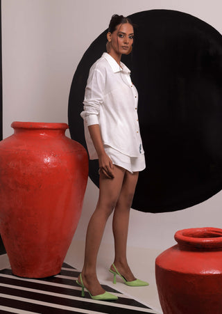 Serendipity Ivory Shirt And Shorts by Nautanky, available on Indiaspopup.com