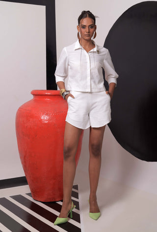 Celestial ivory crop shirt and shorts