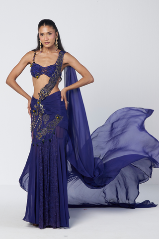 Electric blue concept sari