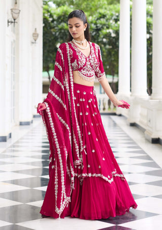 Shivika berry pink embellished lehenga set