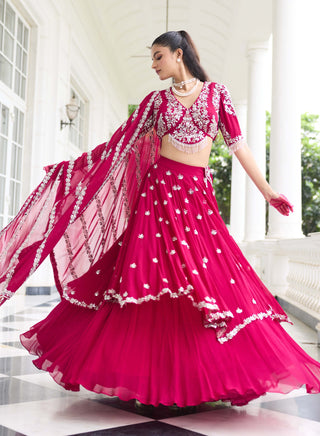 Shivika berry pink embellished lehenga set
