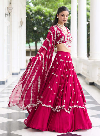 Shivika berry pink embellished lehenga set