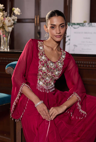 Gurbani berry pink kurta salwar set
