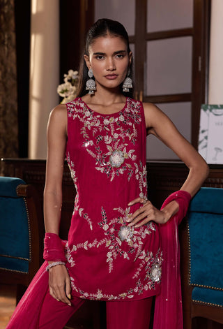 Anchal berry pink kurta pant set