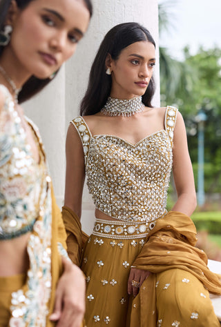 Nidhi brass gold embellished lehenga set
