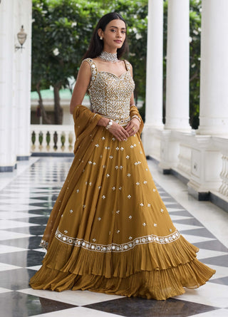 Nidhi brass gold embellished lehenga set