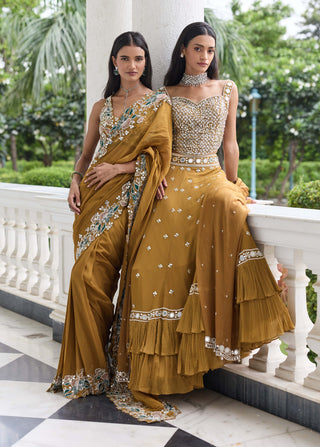 Nidhi brass gold embellished lehenga set