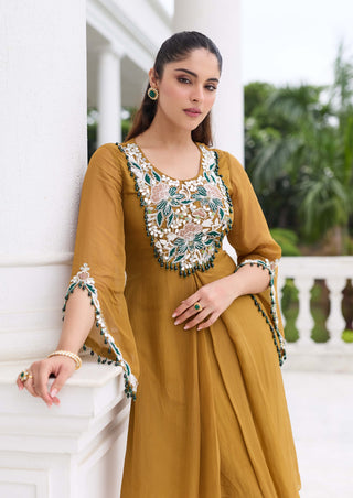 Shubham brass gold kurta salwar set