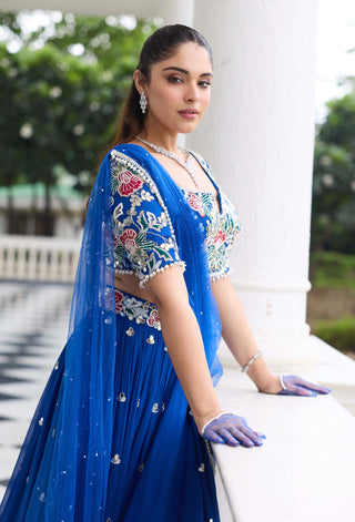 Heena electric blue embellished lehenga set
