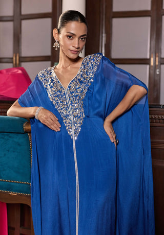 Kinaya electric blue embellished kaftan