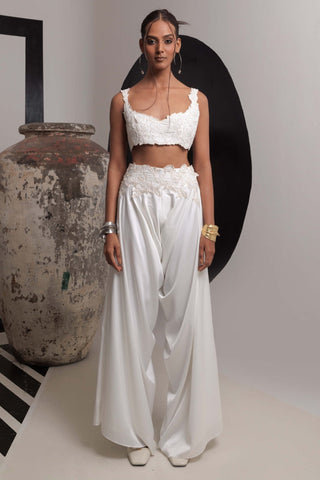 Serenity ivory bustier and high low pants