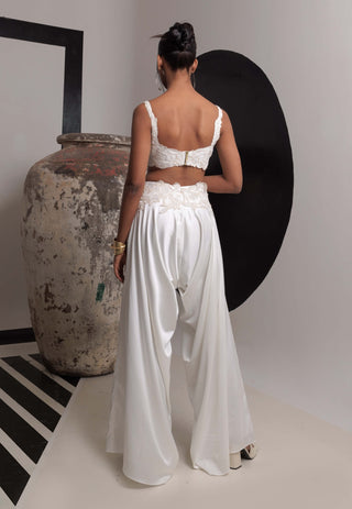 Serenity ivory bustier and high low pants