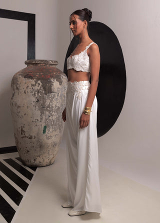 Serenity Ivory Bustier And High Low Pants by Nautanky, available on Indiaspopup.com