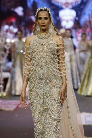 Sheeshmahal nude jadau gown