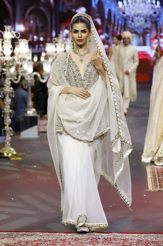 Noorika ivory sari set
