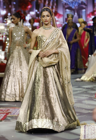 Zarika gold-plum-black lehenga set