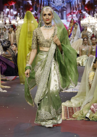 Zarika green-gold noor sari set