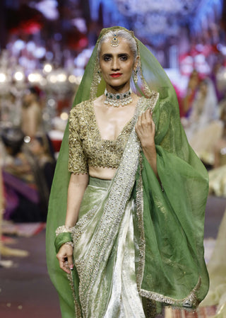 Zarika green-gold noor sari set