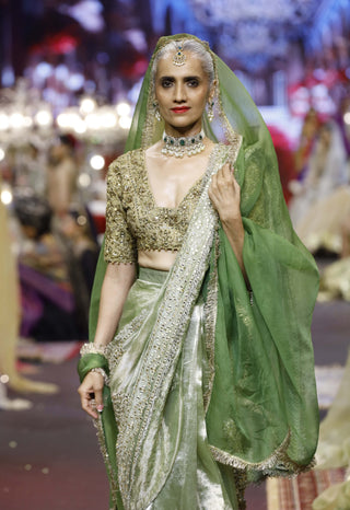 Zarika green-gold noor sari set
