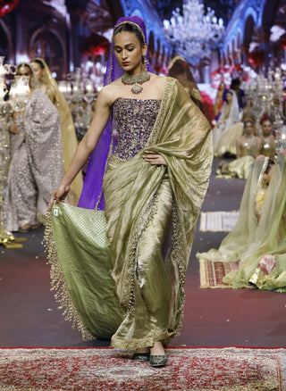Neelrang green-purple sari set