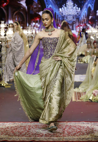 Neelrang green-purple sari set