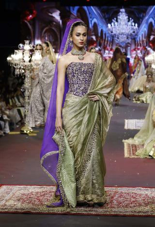 Neelrang green-purple sari set