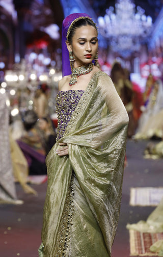 Neelrang green-purple sari set