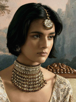Mahek gold plated kundan necklace and earrings