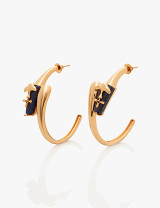 Gold lazuli sculpt hoop earrings