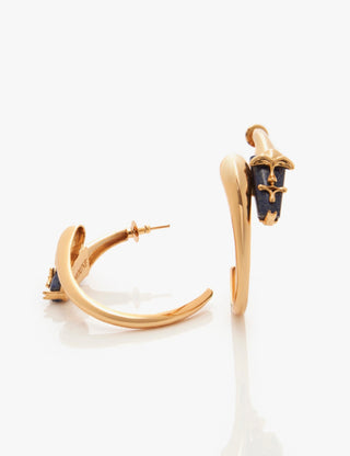 Gold lazuli sculpt hoop earrings