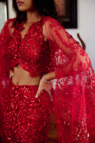 Syrah red lehenga set