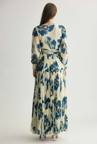 White Blue Floral Wrap Dress by Koai available on Indiaspopup