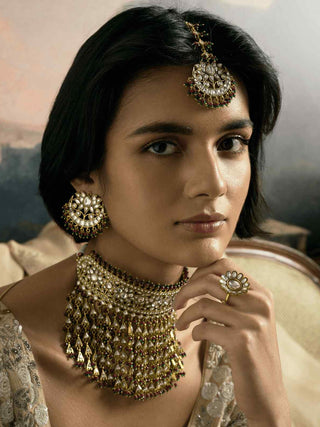 Mahek gold plated kundan necklace and earrings