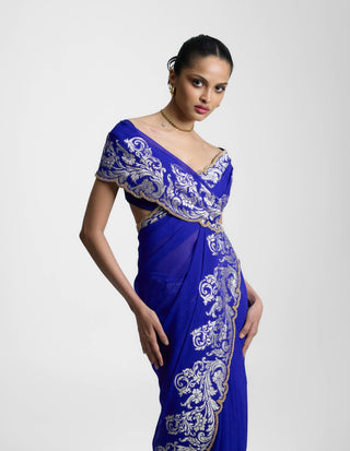 Ekaya Midnight Blue Sari available on indiaspopup