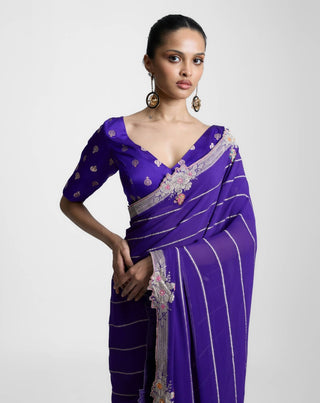 Ekaya Twilight Purple Chiffon Sari available on indiaspopup