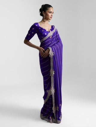 Ekaya Twilight Purple Chiffon Sari available on indiaspopup