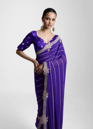 Ekaya Twilight Purple Chiffon Sari available on indiaspopup