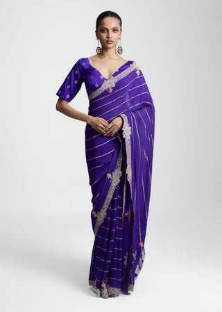 Ekaya Twilight Purple Chiffon Sari available on indiaspopup