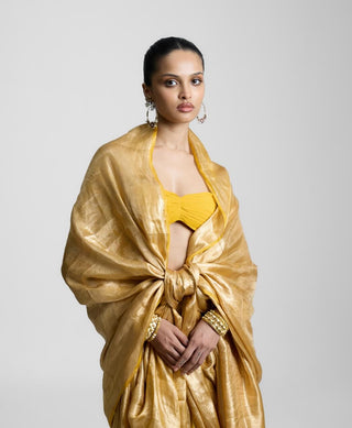 Ekaya Tropical Gold Tissue Sari available on indiaspopup