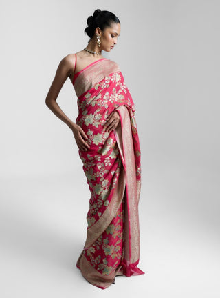 Ekaya Pink Sunset Sari available on indiaspopup