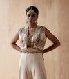Aman Takyar-Ivory Floral Embroidery Jumpsuit And Jacket-INDIASPOPUP.COM