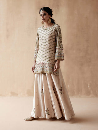 Aman Takyar-Ivory Floral Embroidery Sharara Set-INDIASPOPUP.COM